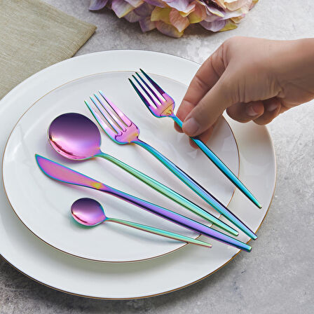 Karaca Orion Rainbow 30 Parça 6 Kişilik Çatal Kaşık Bıçak Seti